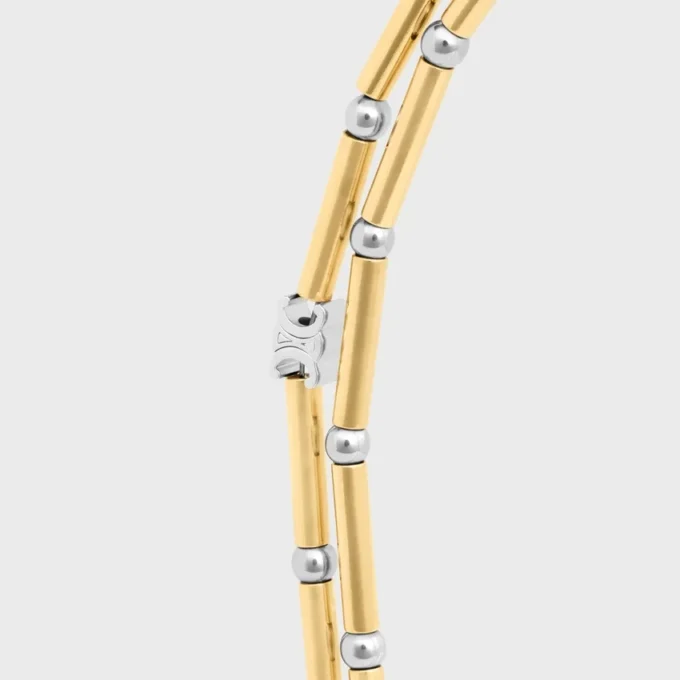 Charms Long Necklace in Brass with Gold and Rhodium Finsih Charms Long Necklace in Brass with Gold and Rhodium Finsih