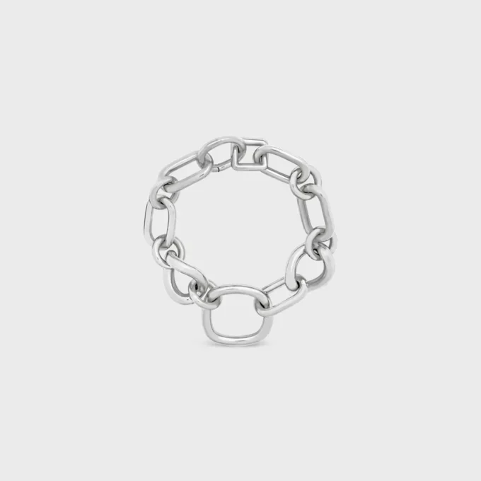 Charms Modern Thin Gourmette in Brass with Rhodium Finish Charms Modern Thin Gourmette in Brass with Rhodium Finish