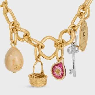 Charms Fig in Brass with Gold Finish, Enamel and Strass