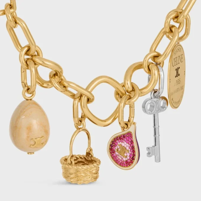 Charms Fig in Brass with Gold Finish, Enamel and Strass Charms Fig in Brass with Gold Finish, Enamel and Strass