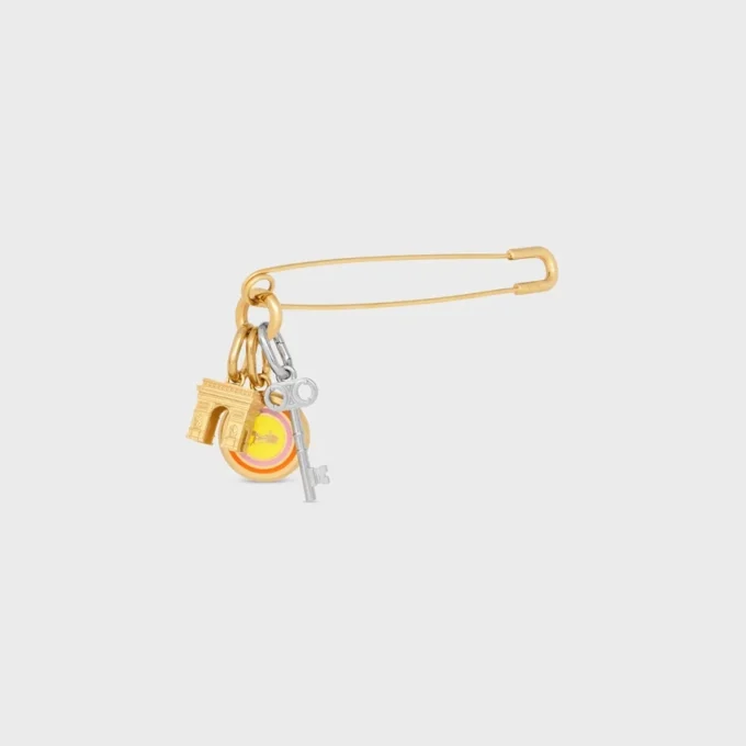 Charms Safety Pin Brooch in Brass with Gold Finish Charms Safety Pin Brooch in Brass with Gold Finish