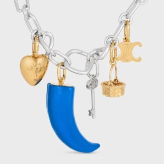 Charms Small Horn in Resin, Leather and Brass with Gold Finish Charms Small Horn in Resin, Leather and Brass with Gold Finish