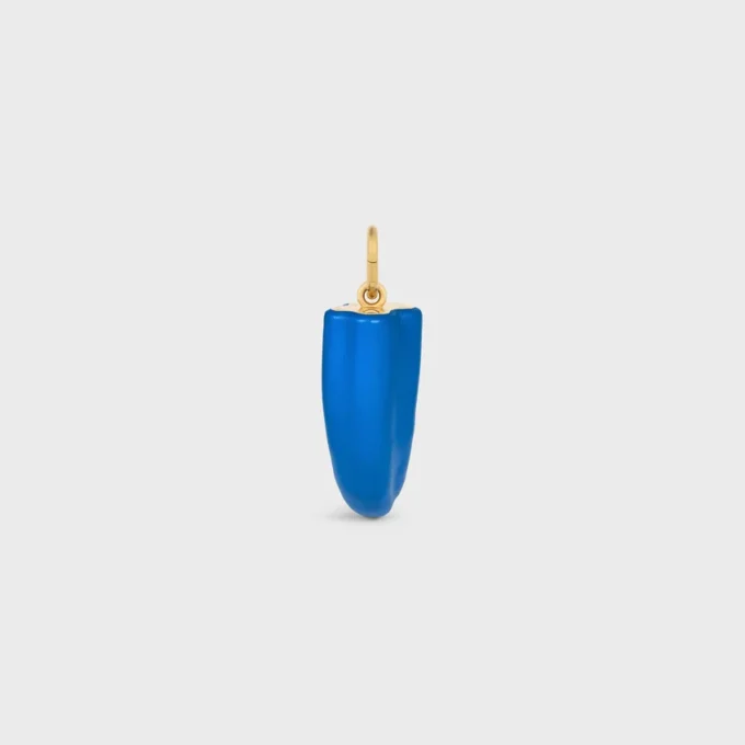 Charms Small Horn in Resin, Leather and Brass with Gold Finish Charms Small Horn in Resin, Leather and Brass with Gold Finish