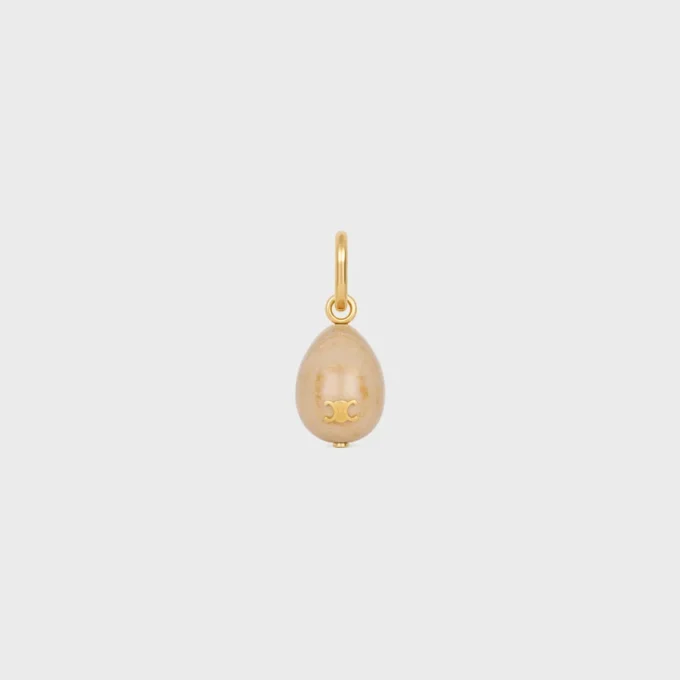 Charms Stone Egg in Botticino and Brass with Gold Finish Charms Stone Egg in Botticino and Brass with Gold Finish