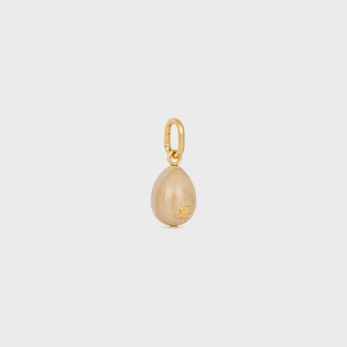 Charms Stone Egg in Botticino and Brass with Gold Finish Charms Stone Egg in Botticino and Brass with Gold Finish