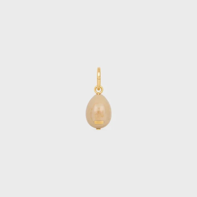 Charms Stone Egg in Botticino and Brass with Gold Finish Charms Stone Egg in Botticino and Brass with Gold Finish