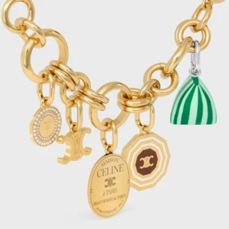 Charms Decagon Triomphe Medal in Enamel and Brass with Gold Finish