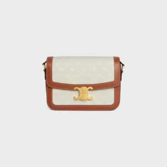 Classique Triomphe Bag in Textile with Triomphe All-Over and Calfskin
