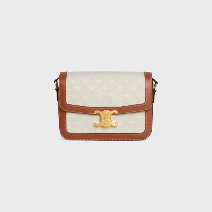 Classique Triomphe Bag in Textile with Triomphe All-Over and Calfskin