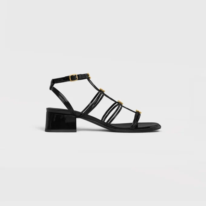 CléMence Heeled Sandal in Glossy Calfskin CléMence Heeled Sandal in Glossy Calfskin