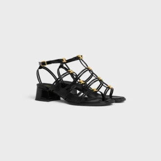 CléMence Heeled Sandal in Glossy Calfskin