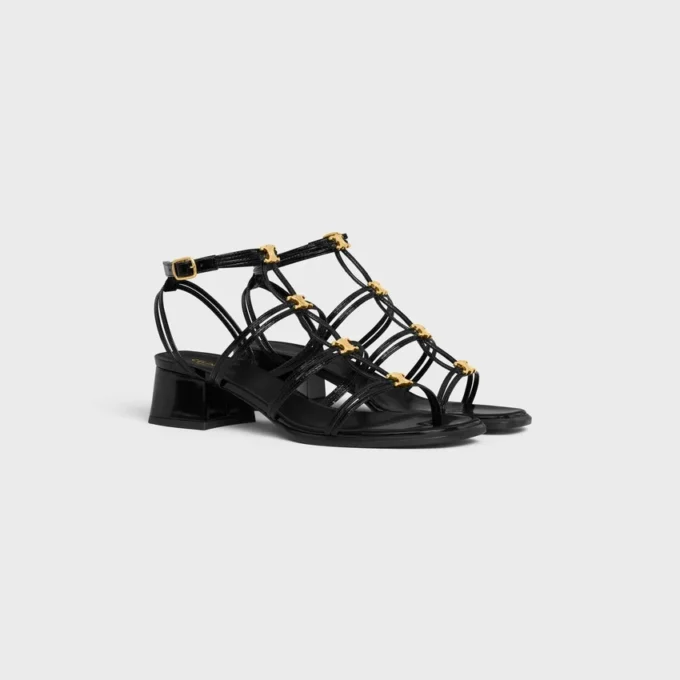 CléMence Heeled Sandal in Glossy Calfskin CléMence Heeled Sandal in Glossy Calfskin