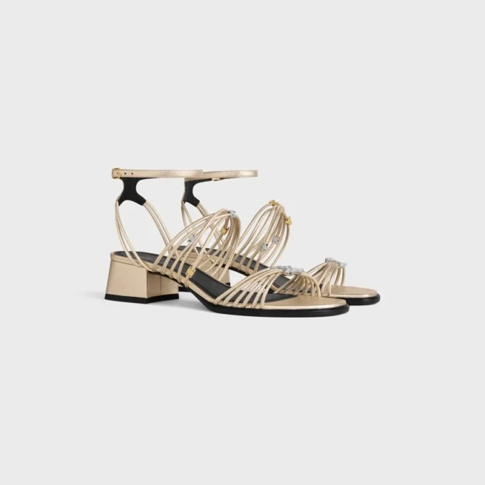 CléMence Heeled Sandal in Laminated Lambskin CléMence Heeled Sandal in Laminated Lambskin