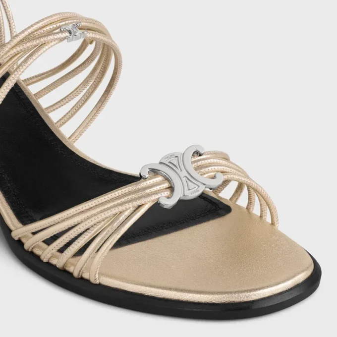 CléMence Heeled Sandal in Laminated Lambskin CléMence Heeled Sandal in Laminated Lambskin