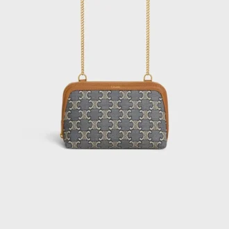 Clutch on Chain in Jacquard Triomphe All Over