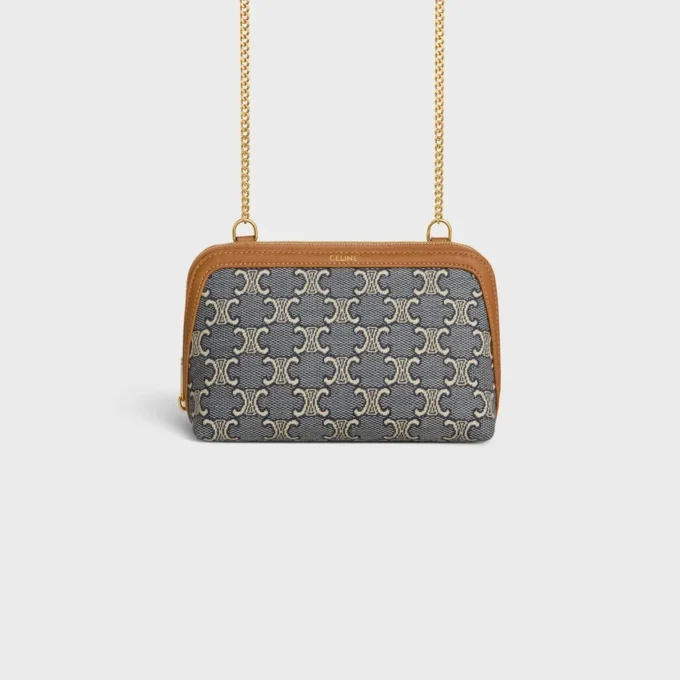 Clutch on Chain in Jacquard Triomphe All Over