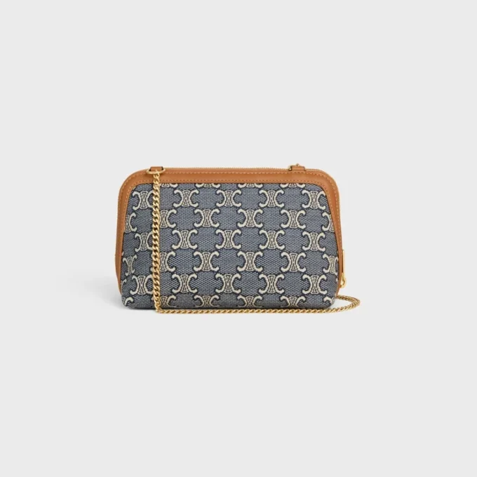 Clutch on Chain in Jacquard Triomphe All Over