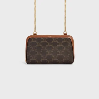 Clutch on Chain in Triomphe Canvas and Lambskin