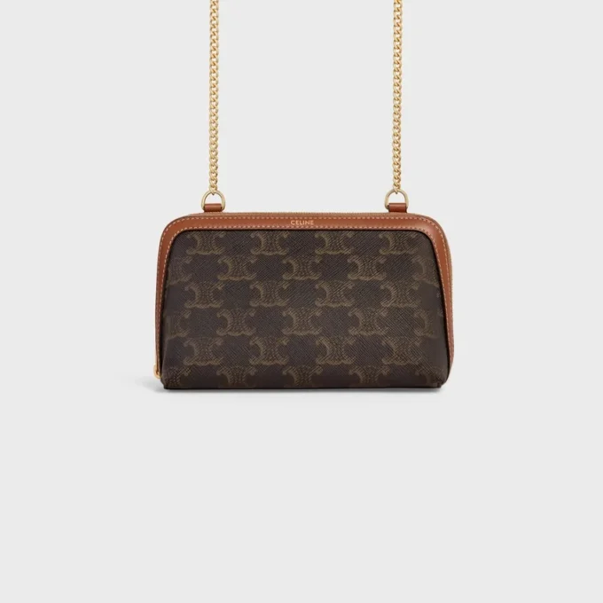 Clutch on Chain in Triomphe Canvas and Lambskin