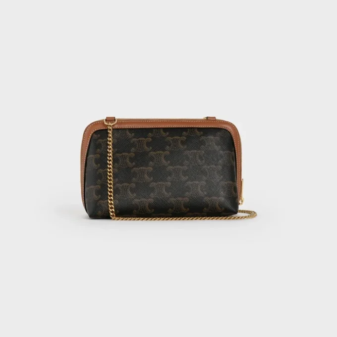 Clutch on Chain in Triomphe Canvas and Lambskin