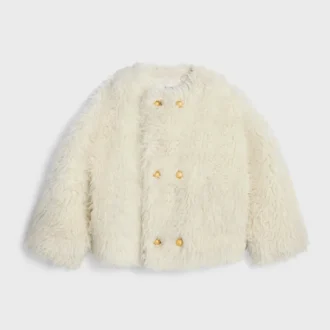 Coat in Fluffy Wool