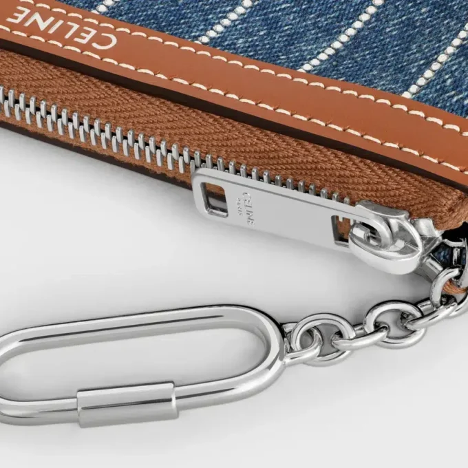 Coin Purse in Striped Denim with Strass Coin Purse in Striped Denim with Strass
