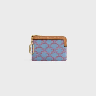 Coin Purse  in Textile with Triomphe All Over