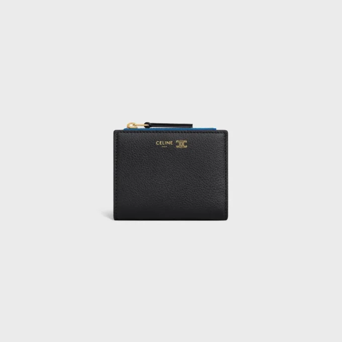 Compact Wallet Triomphe Stamp in Supple Grained Calfskin