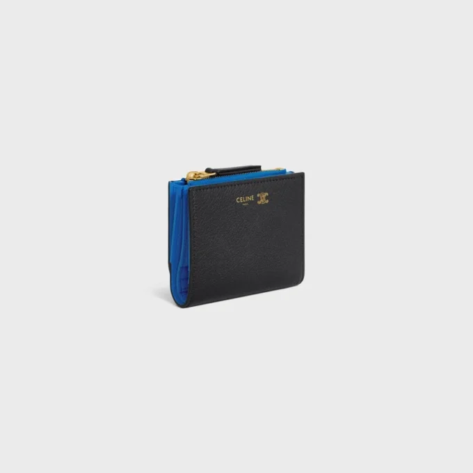 Compact Wallet Triomphe Stamp in Supple Grained Calfskin