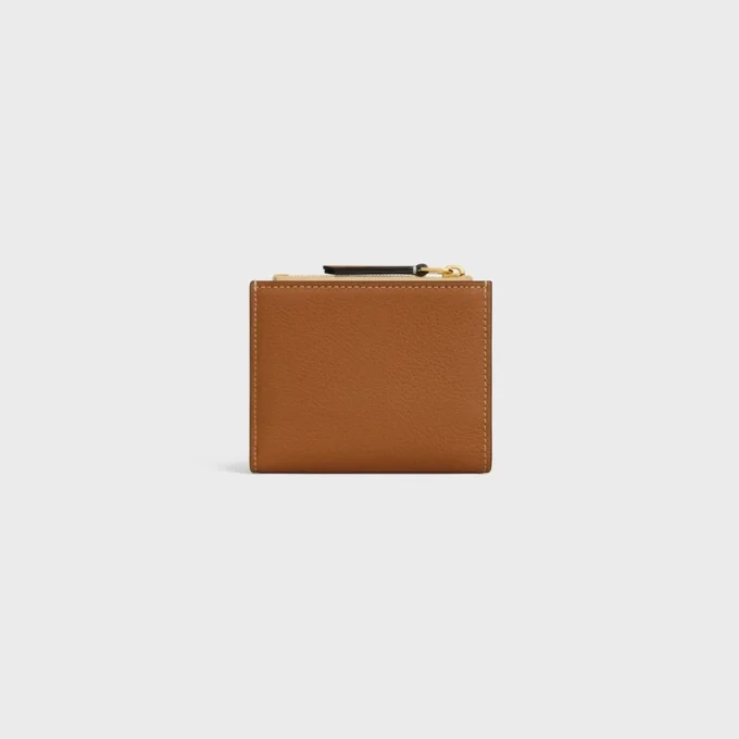 Compact Wallet Triomphe Stamp in Supple Grained Calfskin