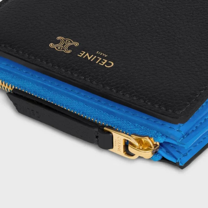 Compact Wallet Triomphe Stamp in Supple Grained Calfskin