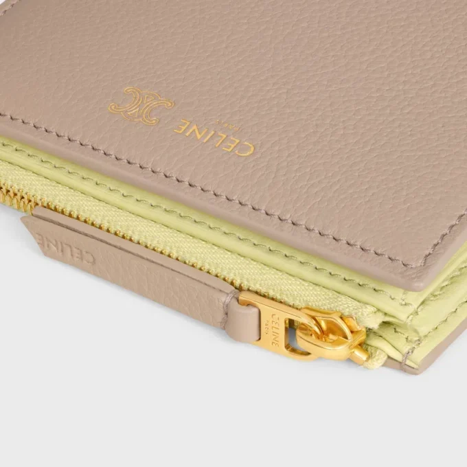 Compact Wallet Triomphe Stamp in Supple Grained Calfskin