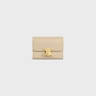 Compact Wallet with Coin Triomphe in Shiny Calfskin