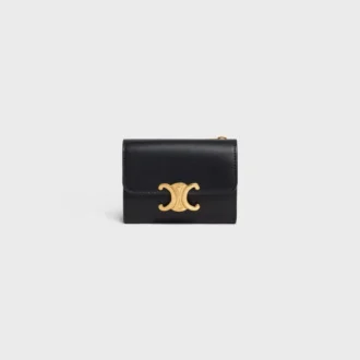 Compact Wallet with Coin Triomphe in Shiny Calfskin