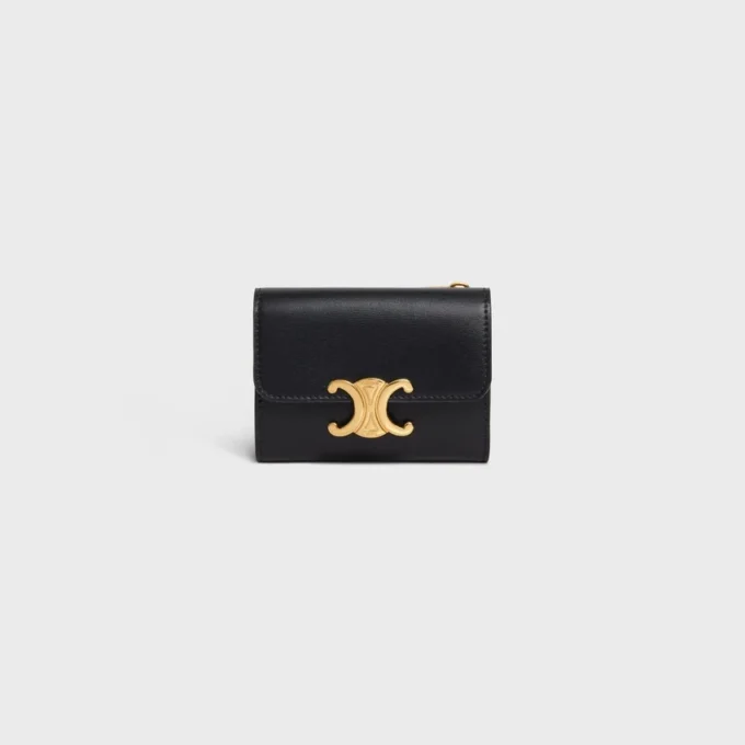 Compact Wallet with Coin Triomphe in Shiny Calfskin