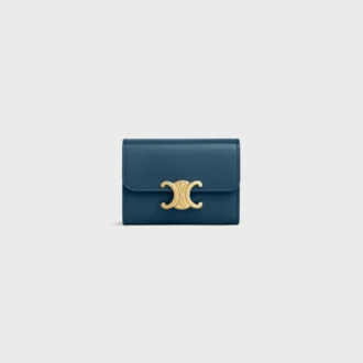Compact Wallet with Coin Triomphe in Shiny Calfskin