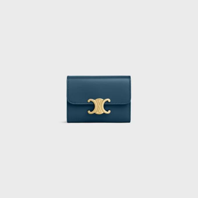 Compact Wallet with Coin Triomphe in Shiny Calfskin