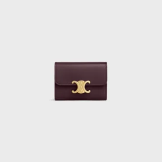 Compact Wallet with Coin Triomphe in Shiny Calfskin
