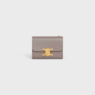 Compact Wallet with Coin Triomphe in Shiny Calfskin