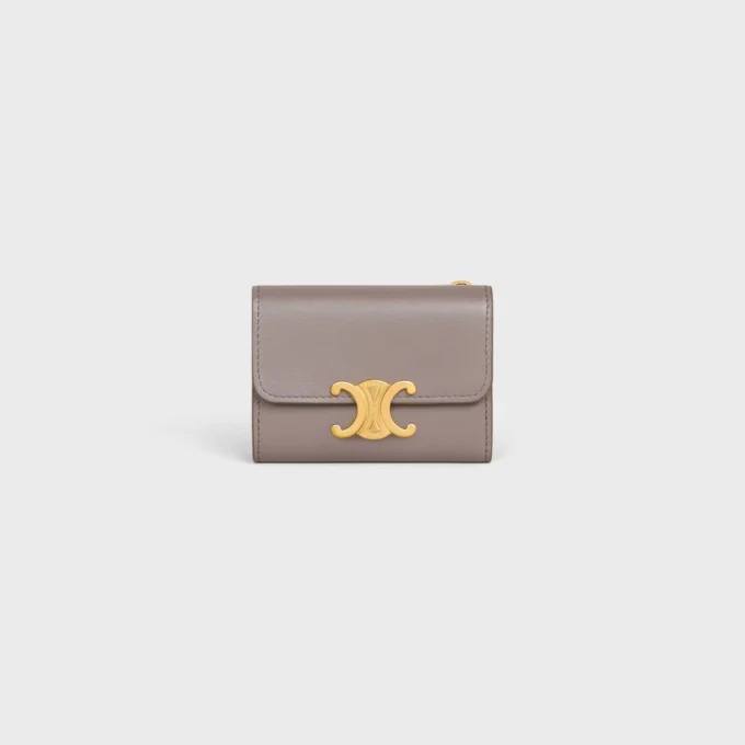 Compact Wallet with Coin Triomphe in Shiny Calfskin