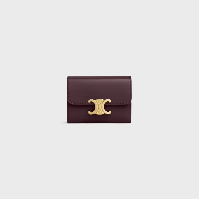 Compact Wallet with Coin Triomphe in Shiny Calfskin