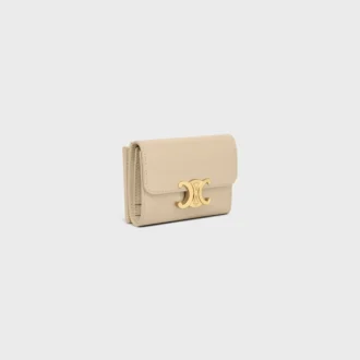 Compact Wallet with Coin Triomphe in Shiny Calfskin