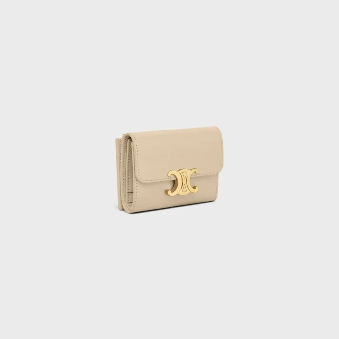 Compact Wallet with Coin Triomphe in Shiny Calfskin