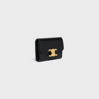 Compact Wallet with Coin Triomphe in Shiny Calfskin