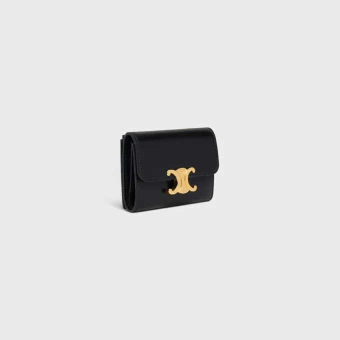Compact Wallet with Coin Triomphe in Shiny Calfskin