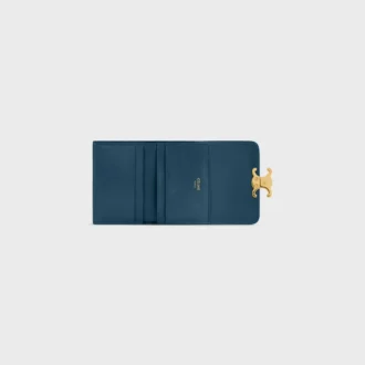 Compact Wallet with Coin Triomphe in Shiny Calfskin