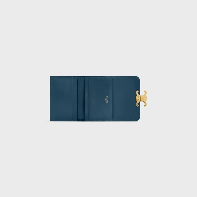 Compact Wallet with Coin Triomphe in Shiny Calfskin