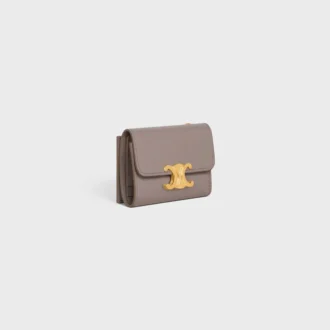 Compact Wallet with Coin Triomphe in Shiny Calfskin