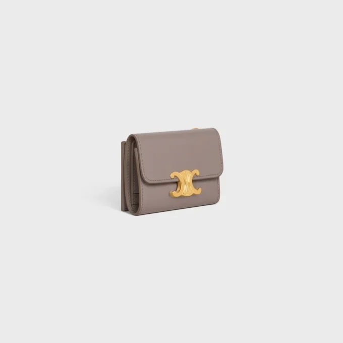 Compact Wallet with Coin Triomphe in Shiny Calfskin