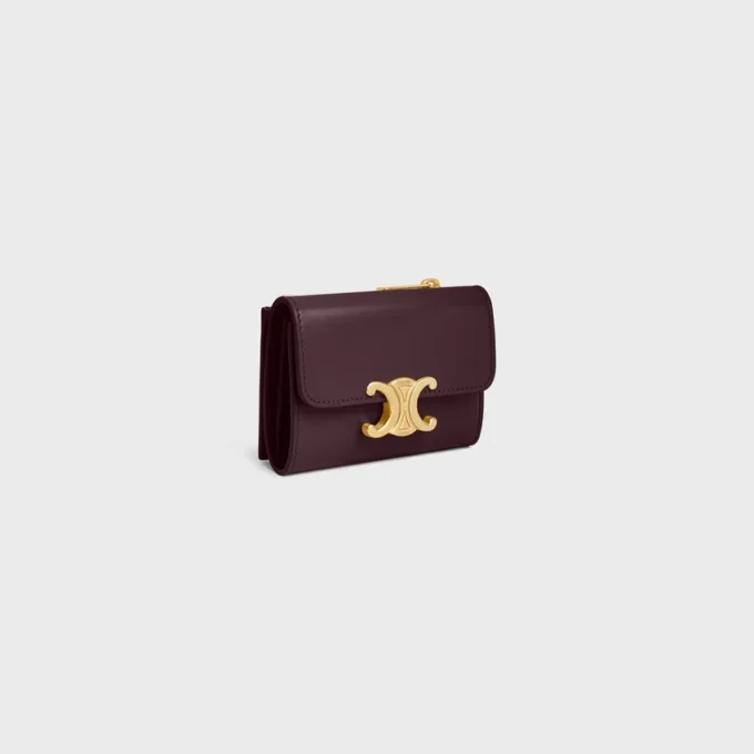 Compact Wallet with Coin Triomphe in Shiny Calfskin